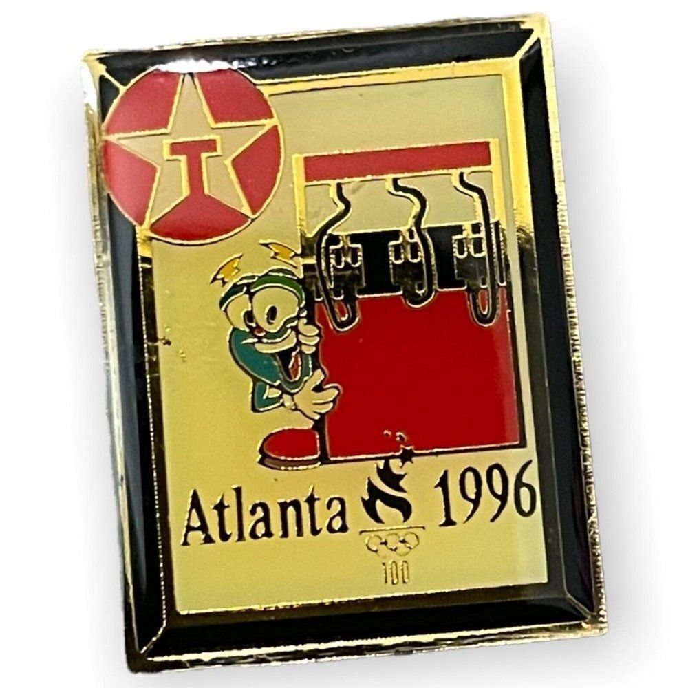 1996 Atlanta Olympics Izzy Sponsor Pin In Great Condition Gold Vintage Gas Pump